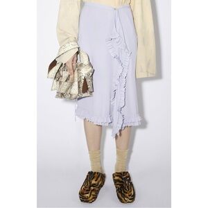 Acne Studios Lilac Purple Georgette Ruffle Wrap Skirt Midi Skirt sz 40